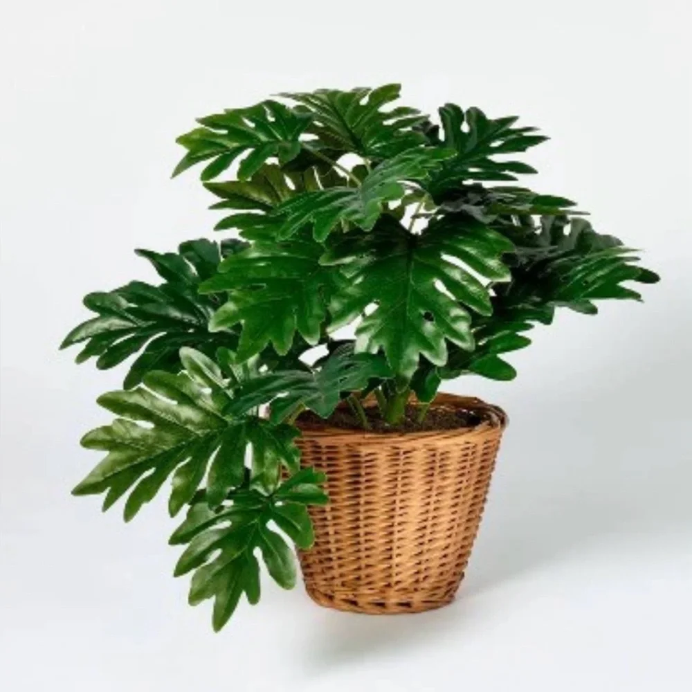Threshold Green Faux Plant in‎ a Brown Wicker Basket
